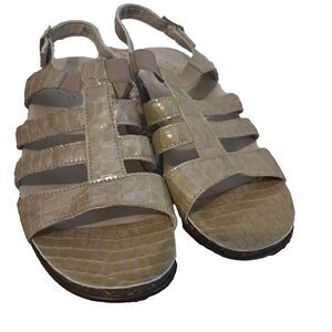 SAS Brown Croc Leather Sandals Heels Women’s 8.5M Allegro Strappy Slingback